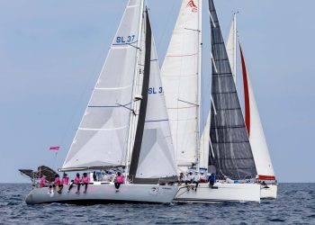 Phuket King’s Cup, Day 5. The wind has arrived at last. Not huge, but plenty enough for a couple of short races round the cans and a trip round the bushes.