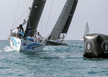 Phuket King’s Cup, Day 5. The wind has arrived at last. Not huge, but plenty enough for a couple of short races round the cans and a trip round the bushes.