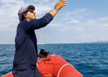Phuket King’s Cup, Day 5. The wind has arrived at last. Not huge, but plenty enough for a couple of short races round the cans and a trip round the bushes.