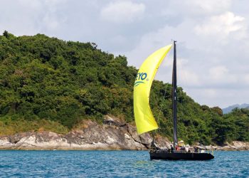 Phuket King’s Cup, Day 5. The wind has arrived at last. Not huge, but plenty enough for a couple of short races round the cans and a trip round the bushes.