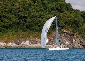 Phuket King’s Cup, Day 5. The wind has arrived at last. Not huge, but plenty enough for a couple of short races round the cans and a trip round the bushes.
