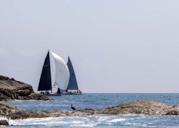 Phuket King’s Cup, Day 5. The wind has arrived at last. Not huge, but plenty enough for a couple of short races round the cans and a trip round the bushes.