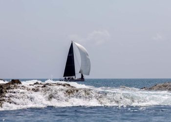 Phuket King’s Cup, Day 5. The wind has arrived at last. Not huge, but plenty enough for a couple of short races round the cans and a trip round the bushes.